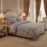 Grey Damask Rose Bedsheet