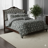 Grey Floral Stripe Bedsheet