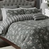 Grey Floral Stripe Bedsheet